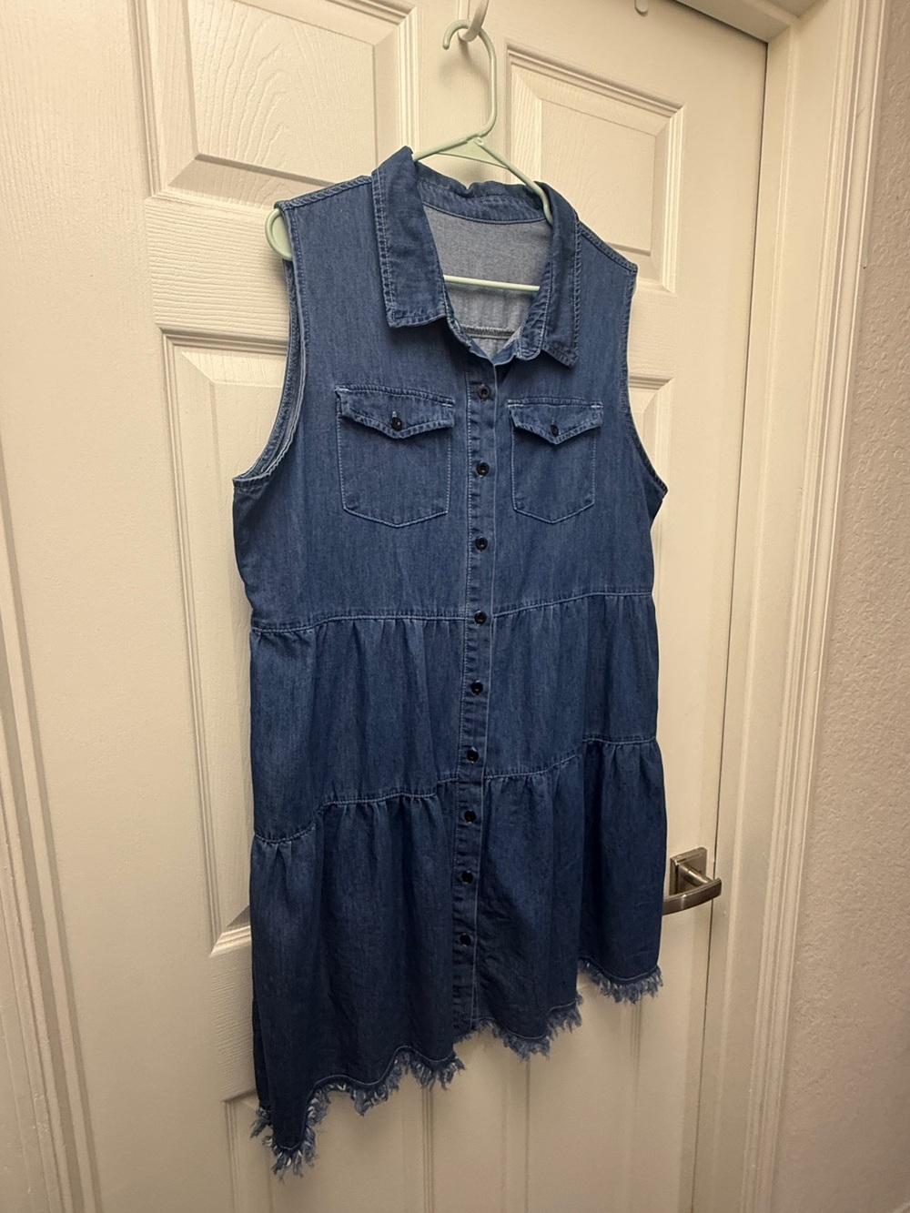 Sleeveless Denim Tiered Dress